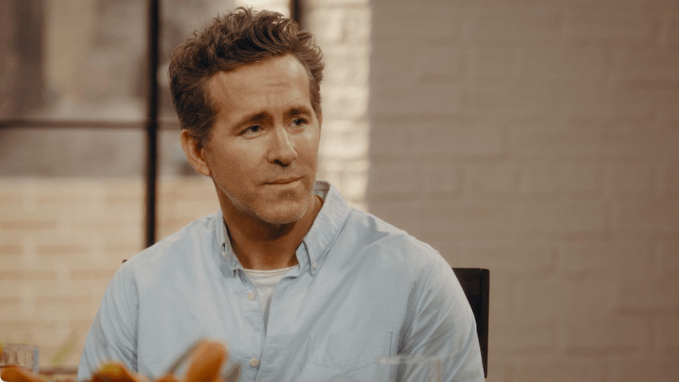 Video play button with image featuring Ryan Reynolds