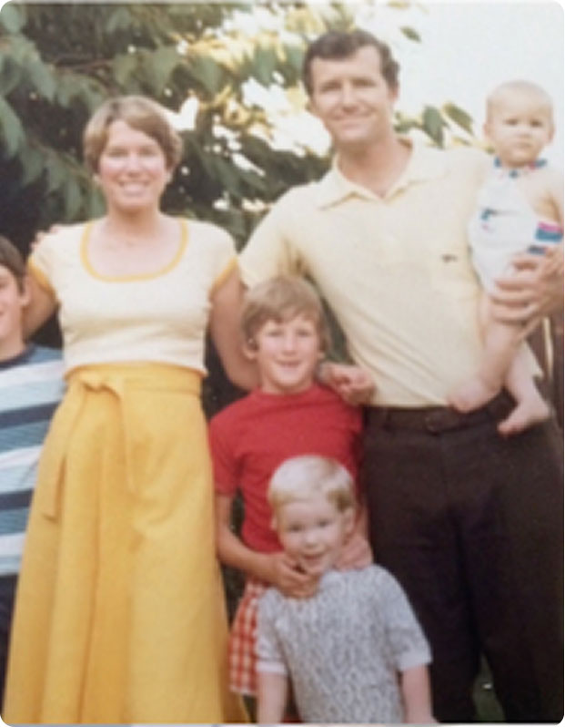 Collage of images including Ryan Reynolds with his family, and someone living with Parkinson’s and his wife